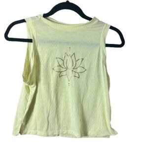 ALL IN MOTION Cropped Bright Yellow Glitter Crop Top Shirt Size XS